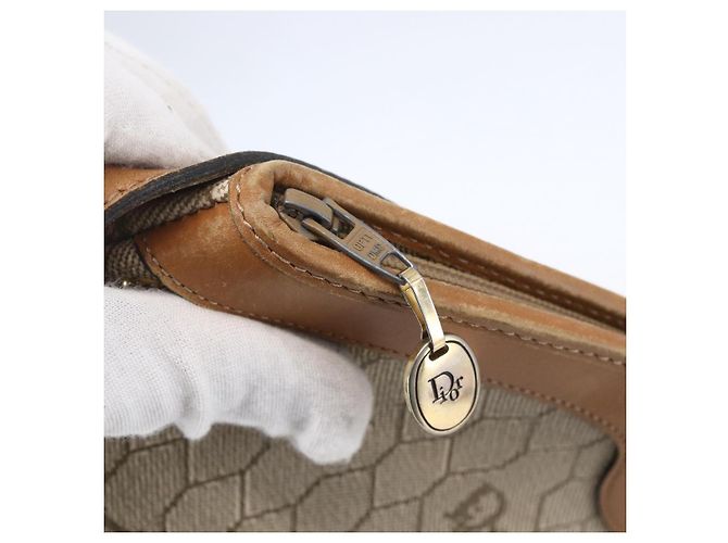 Christian Dior Borsa a spalla in tela a nido d'ape PVC beige oro Auth ep11929 D'oro - vista 10