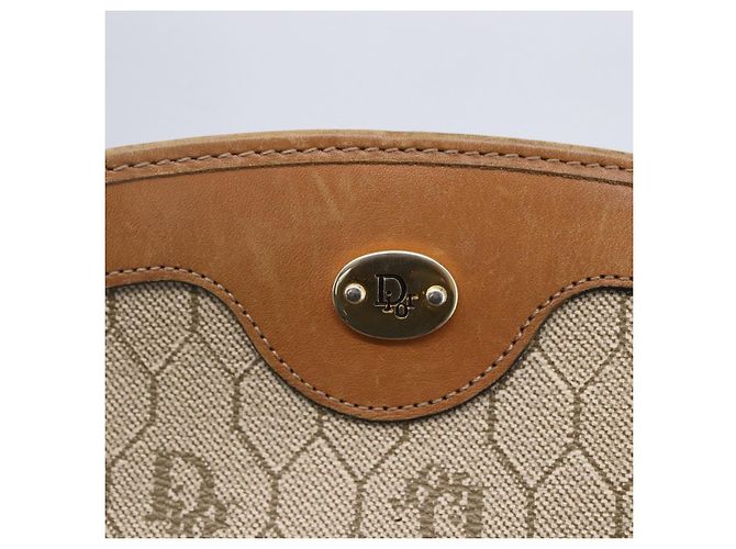 Christian Dior Borsa a spalla in tela a nido d'ape PVC beige oro Auth ep11929 D'oro - vista 17