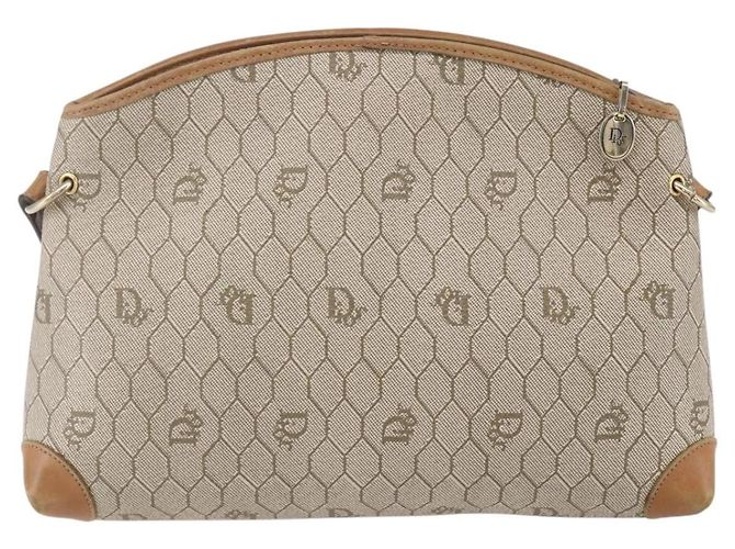 Christian Dior Borsa a spalla in tela a nido d'ape PVC beige oro Auth ep11929 D'oro - vista 2