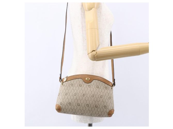Christian Dior Borsa a spalla in tela a nido d'ape PVC beige oro Auth ep11929 D'oro - vista 20