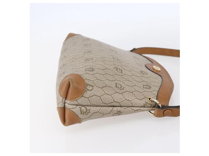 Christian Dior Borsa a spalla in tela a nido d'ape PVC beige oro Auth ep11929 D'oro - vista 4