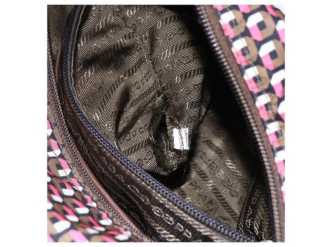 Borsa a Spalla PRADA in Nylon Rosa Argento Auth ep11911 - vista 11