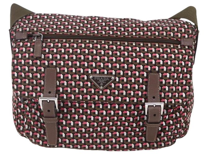 Borsa a Spalla PRADA in Nylon Rosa Argento Auth ep11911 - vista 13