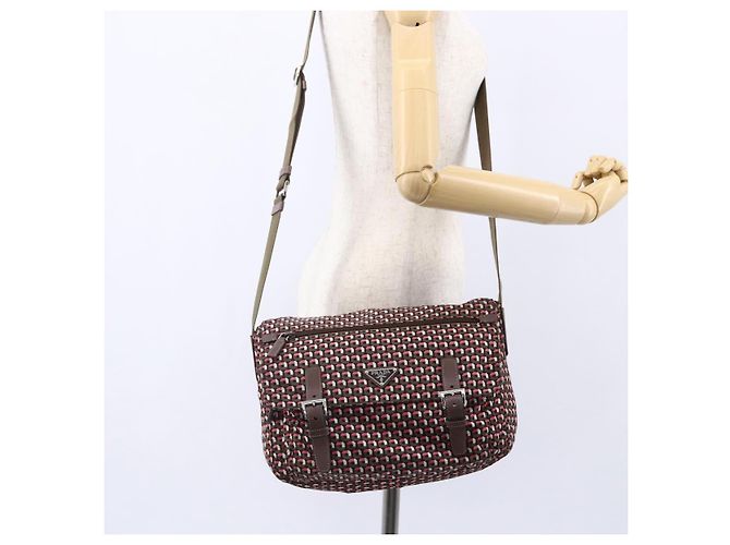 Borsa a Spalla PRADA in Nylon Rosa Argento Auth ep11911 - vista 29