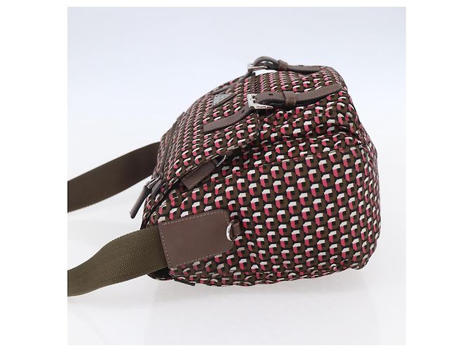 Borsa a Spalla PRADA in Nylon Rosa Argento Auth ep11911 - vista 3