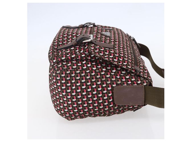 Borsa a Spalla PRADA in Nylon Rosa Argento Auth ep11911 - vista 4