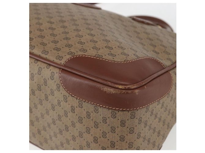 Gucci Borsa Boston Micro GG Supreme PVC 2 vie Beige Oro 002 122 0033 Auth 156846 D'oro - vista 12