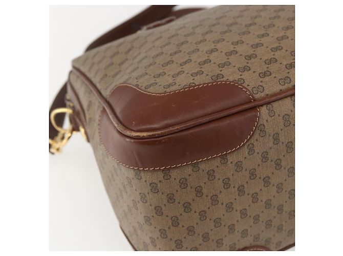 Gucci Borsa Boston Micro GG Supreme PVC 2 vie Beige Oro 002 122 0033 Auth 156846 D'oro - vista 13