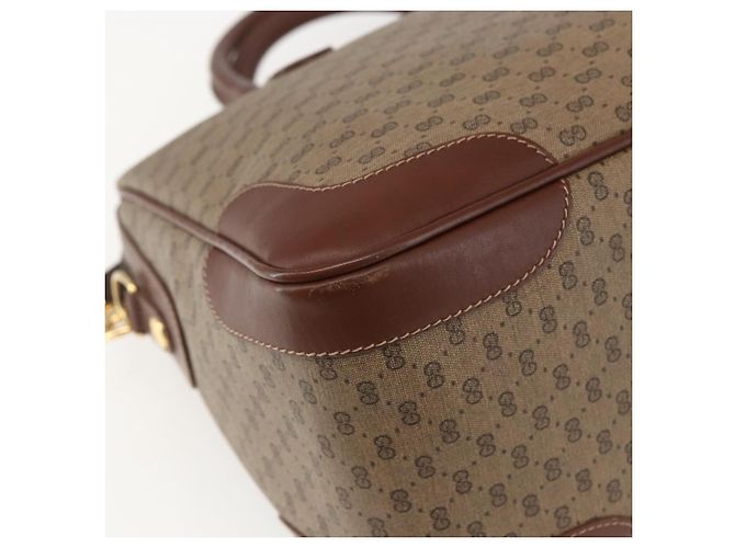 Gucci Borsa Boston Micro GG Supreme PVC 2 vie Beige Oro 002 122 0033 Auth 156846 D'oro - vista 15