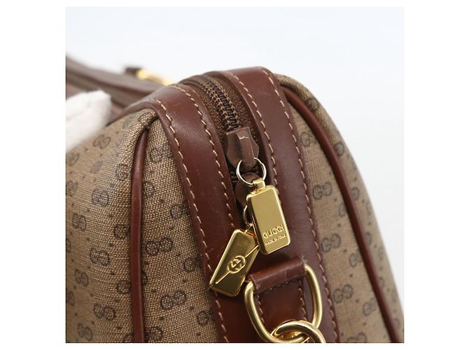 Gucci Borsa Boston Micro GG Supreme PVC 2 vie Beige Oro 002 122 0033 Auth 156846 D'oro - vista 16