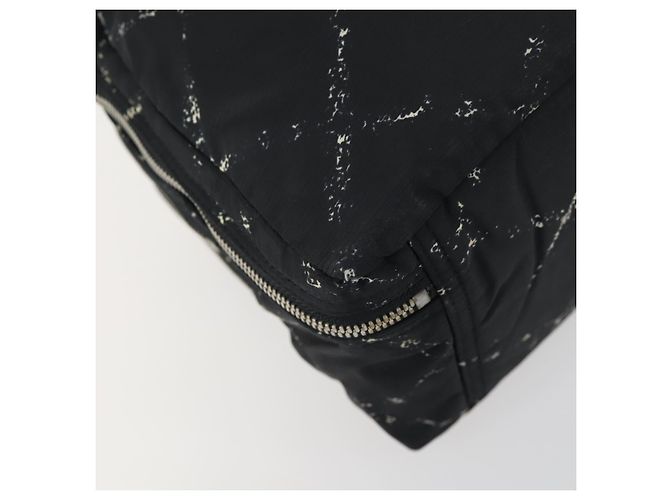 CHANEL Nuova Linea da Viaggio Borsa a Mano Nylon Nero Argento CC Auth bs31119 - vista 11