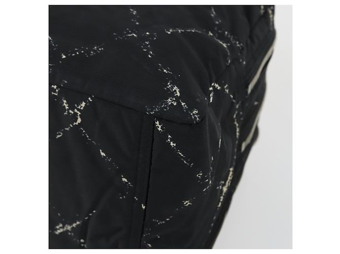 CHANEL Nuova Linea da Viaggio Borsa a Mano Nylon Nero Argento CC Auth bs31119 - vista 12