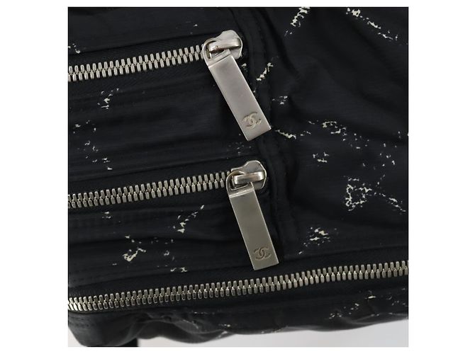 CHANEL Nuova Linea da Viaggio Borsa a Mano Nylon Nero Argento CC Auth bs31119 - vista 15