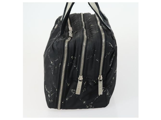 CHANEL Nuova Linea da Viaggio Borsa a Mano Nylon Nero Argento CC Auth bs31119 - vista 4