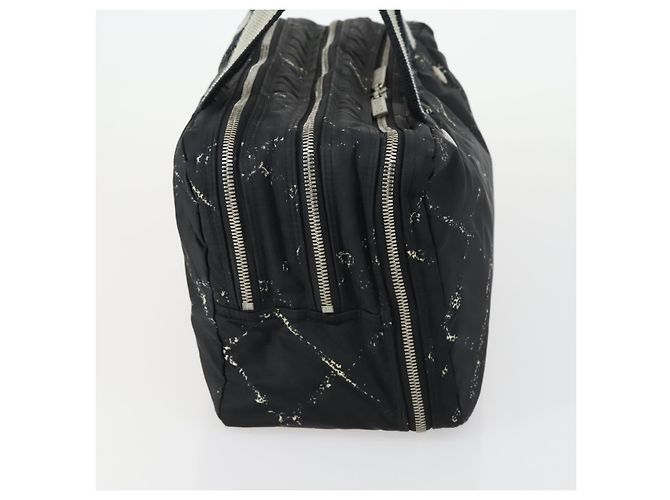 CHANEL Nuova Linea da Viaggio Borsa a Mano Nylon Nero Argento CC Auth bs31119 - vista 5