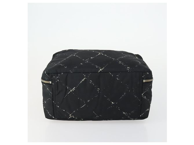 CHANEL Nuova Linea da Viaggio Borsa a Mano Nylon Nero Argento CC Auth bs31119 - vista 9
