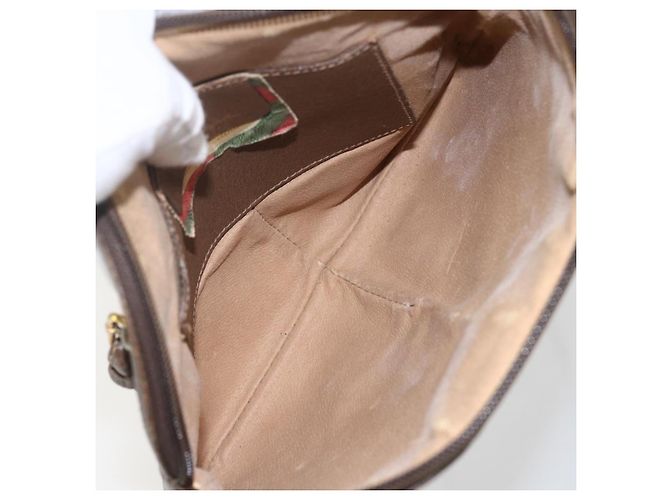 Borsa Sherry Line GG Supreme Web di GUCCI in PVC beige e oro 904 02 047 Auth 157639 D'oro - vista 17