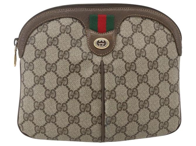 Borsa Sherry Line GG Supreme Web di GUCCI in PVC beige e oro 904 02 047 Auth 157639 D'oro - vista 2