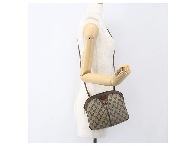 Borsa Sherry Line GG Supreme Web di GUCCI in PVC beige e oro 904 02 047 Auth 157639 D'oro - vista 22