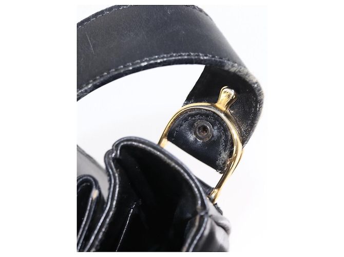 Céline Borsa a Spalla CELINE in Pelle Nera Oro Auth 152396 Nero D'oro - vista 10
