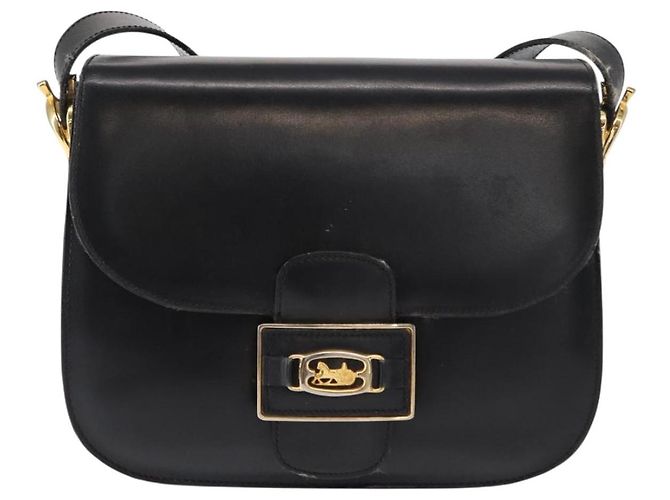 Céline Borsa a Spalla CELINE in Pelle Nera Oro Auth 152396 Nero D'oro - vista 13