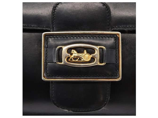 Céline Borsa a Spalla CELINE in Pelle Nera Oro Auth 152396 Nero D'oro - vista 17