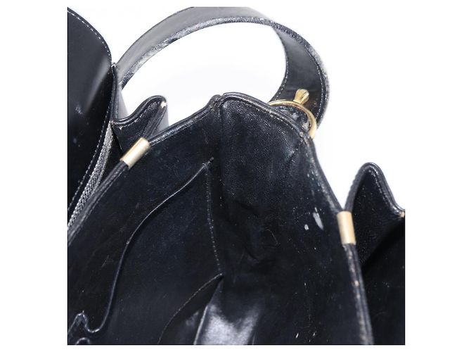 Céline Borsa a Spalla CELINE in Pelle Nera Oro Auth 152396 Nero D'oro - vista 20