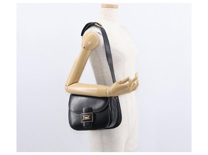 Céline Borsa a Spalla CELINE in Pelle Nera Oro Auth 152396 Nero D'oro - vista 25