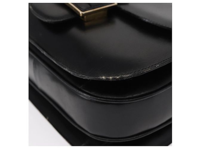 Céline Borsa a Spalla CELINE in Pelle Nera Oro Auth 152396 Nero D'oro - vista 9