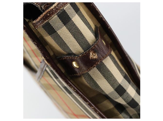 Autre Marque Borsa da lavoro Burberrys Nova Check in tela beige oro Auth 149757 D'oro - vista 10