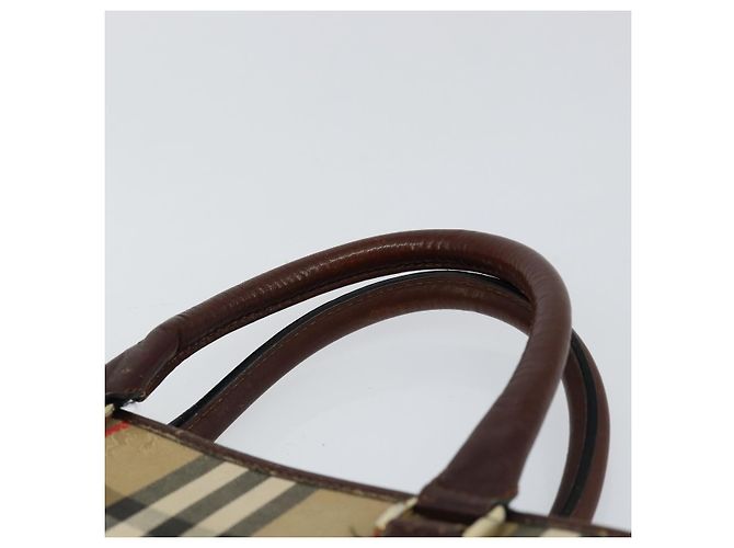 Autre Marque Borsa da lavoro Burberrys Nova Check in tela beige oro Auth 149757 D'oro - vista 14