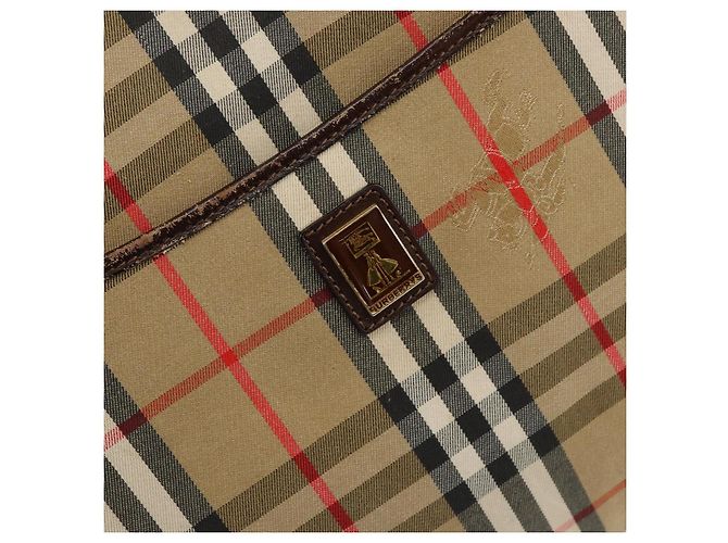 Autre Marque Borsa da lavoro Burberrys Nova Check in tela beige oro Auth 149757 D'oro - vista 18