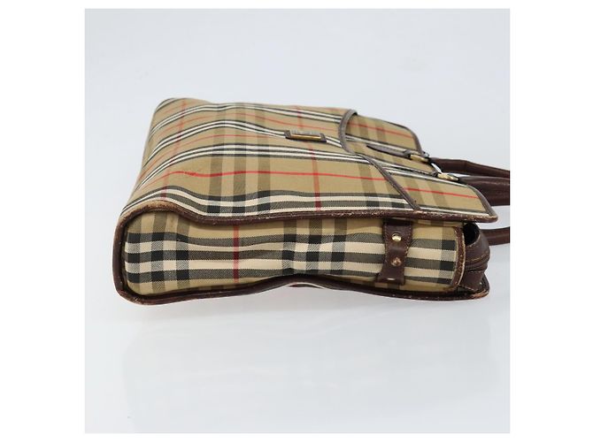 Autre Marque Borsa da lavoro Burberrys Nova Check in tela beige oro Auth 149757 D'oro - vista 3
