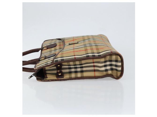 Autre Marque Borsa da lavoro Burberrys Nova Check in tela beige oro Auth 149757 D'oro - vista 4