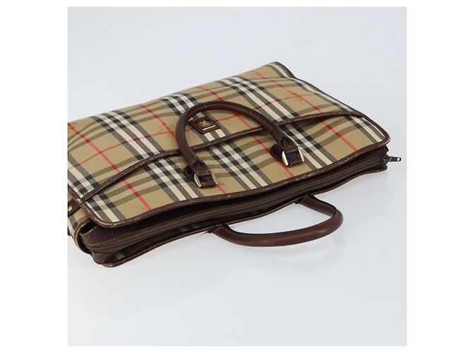 Autre Marque Borsa da lavoro Burberrys Nova Check in tela beige oro Auth 149757 D'oro - vista 6