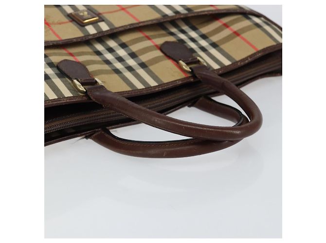 Autre Marque Borsa da lavoro Burberrys Nova Check in tela beige oro Auth 149757 D'oro - vista 7