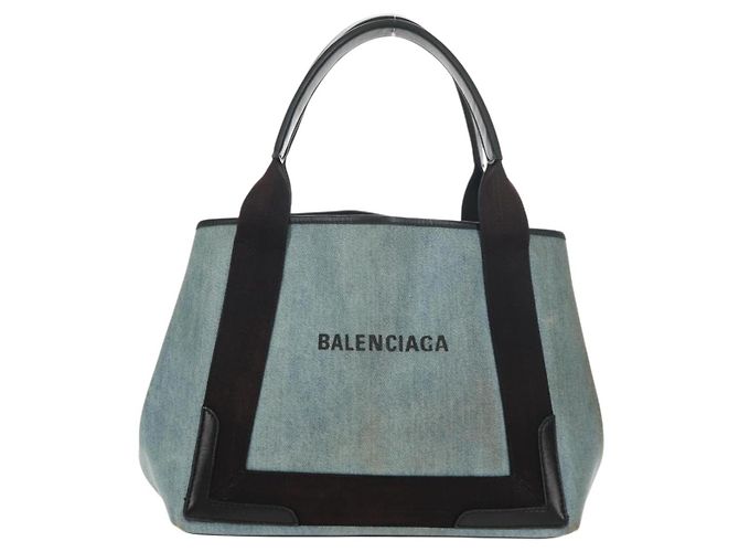 BALENCIAGA Borsa a Mano Cabas S in Pelle PVC Blu Argento 339933 Auth 149725 - vista 13