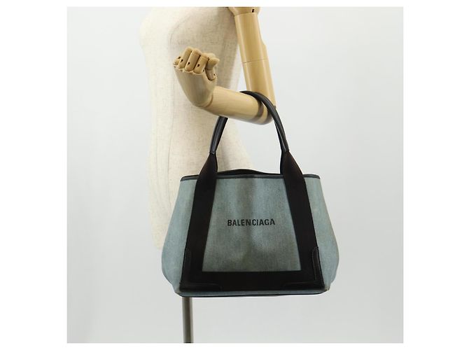 BALENCIAGA Borsa a Mano Cabas S in Pelle PVC Blu Argento 339933 Auth 149725 - vista 28