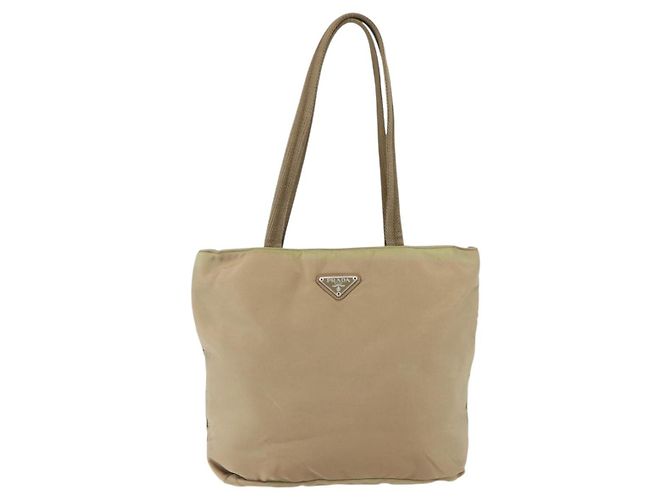 Borsa Tote PRADA Nylon Beige Argento Auth 152951 - vista 13