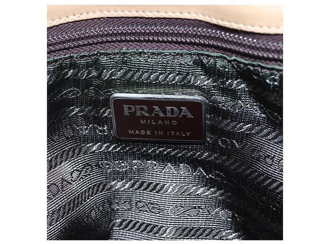 Borsa Tote PRADA Nylon Beige Argento Auth 152951 - vista 19