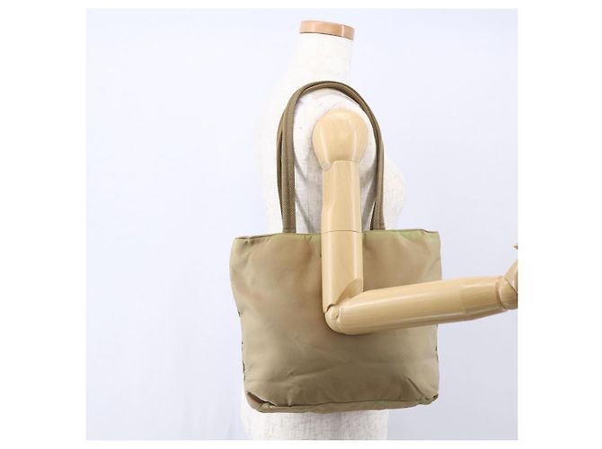 Borsa Tote PRADA Nylon Beige Argento Auth 152951 - vista 28