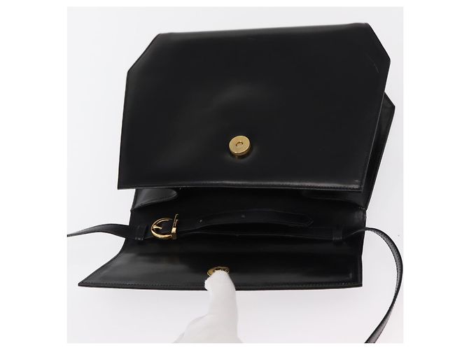 Borsa a Spalla Gancini in Pelle Nera e Oro Auth BA8683 di Salvatore Ferragamo Nero D'oro - vista 15