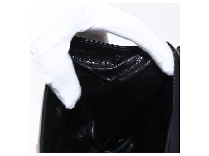 Borsa a Spalla Gancini in Pelle Nera e Oro Auth BA8683 di Salvatore Ferragamo Nero D'oro - vista 19