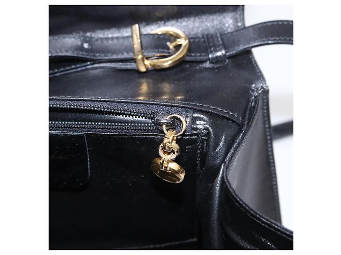 Borsa a Spalla Gancini in Pelle Nera e Oro Auth BA8683 di Salvatore Ferragamo Nero D'oro - vista 20