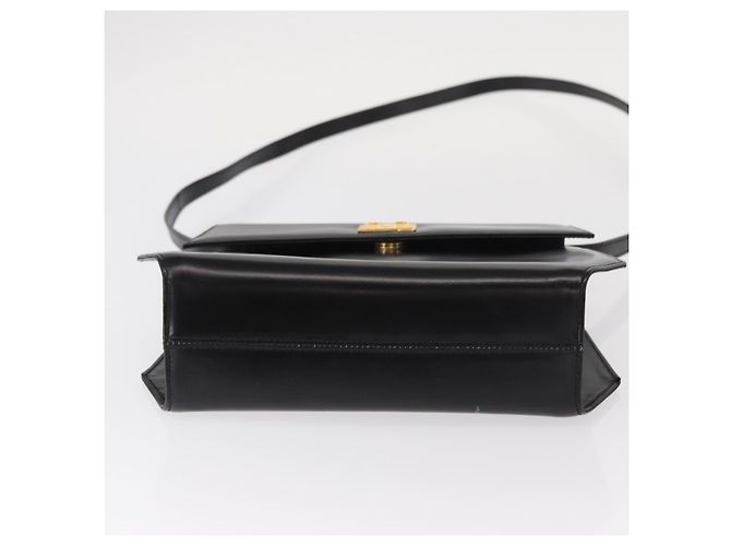 Borsa a Spalla Gancini in Pelle Nera e Oro Auth BA8683 di Salvatore Ferragamo Nero D'oro - vista 9