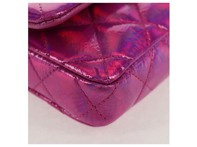 CHANEL Matelassé Pochette Charm Pelle Verniciata Rosa Argento CC Auth ti3561SAM - vista 10