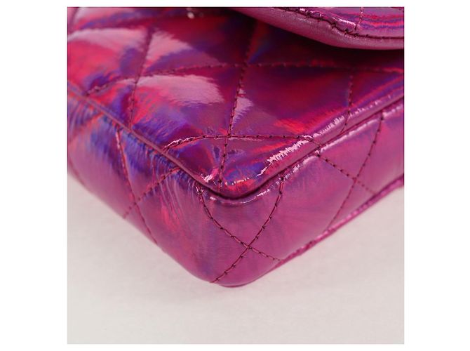 CHANEL Matelassé Pochette Charm Pelle Verniciata Rosa Argento CC Auth ti3561SAM - vista 11