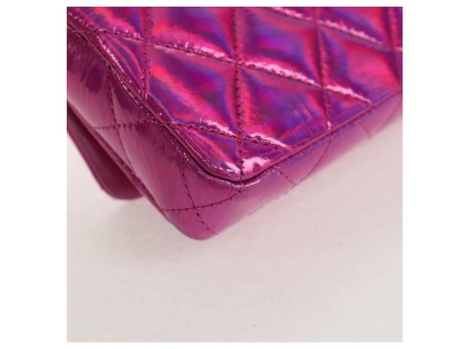 CHANEL Matelassé Pochette Charm Pelle Verniciata Rosa Argento CC Auth ti3561SAM - vista 12