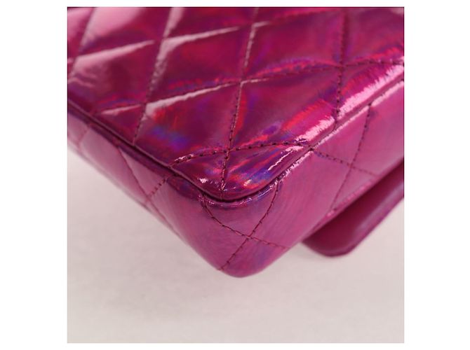 CHANEL Matelassé Pochette Charm Pelle Verniciata Rosa Argento CC Auth ti3561SAM - vista 13