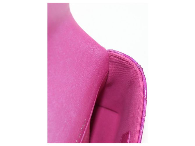CHANEL Matelassé Pochette Charm Pelle Verniciata Rosa Argento CC Auth ti3561SAM - vista 18